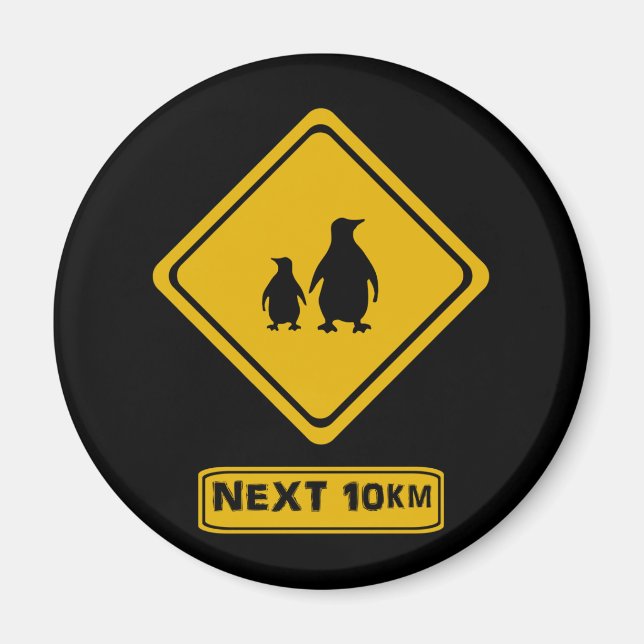 vägskylt på penguinerna magnet (Framsidan)