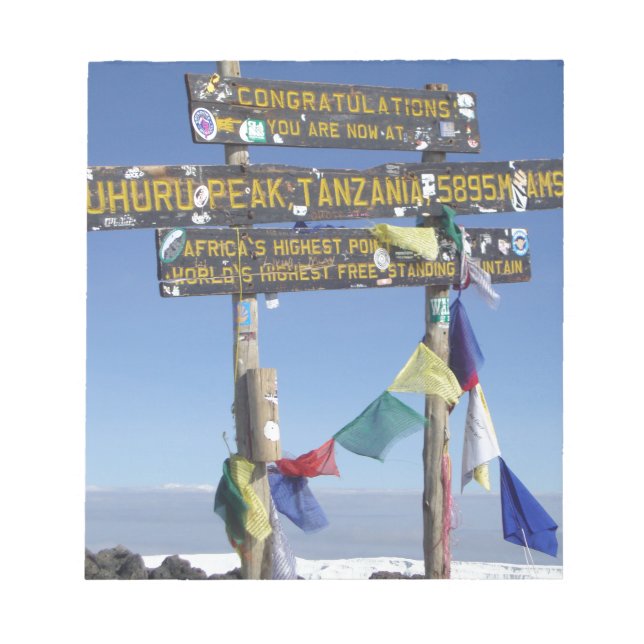 Vägskylt på toppen av Kilimanjaro kenya Anteckningsblock (Framsida)