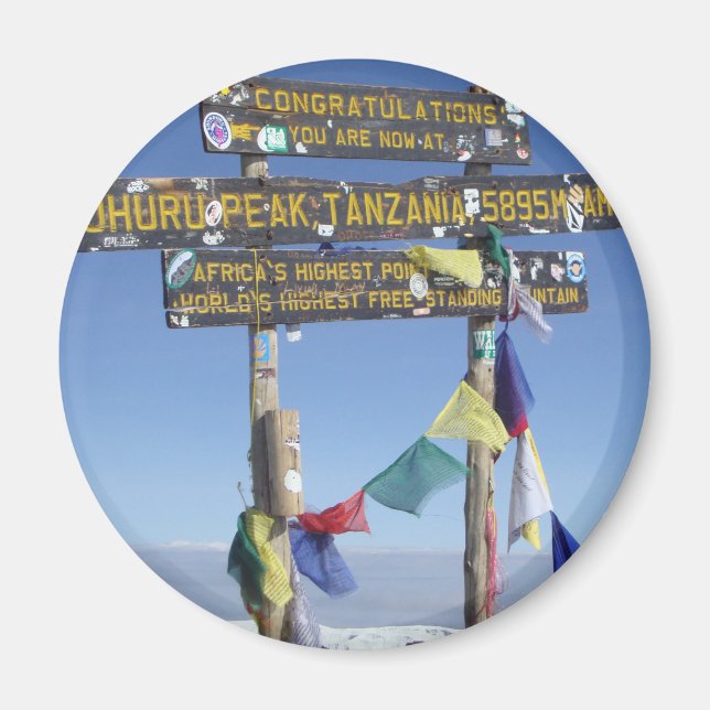 Vägskylt på toppen av Kilimanjaro kenya Magnet (Framsidan)