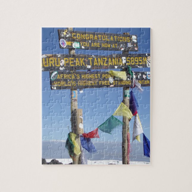Vägskylt på toppen av Kilimanjaro kenya Pussel (Vertikal)