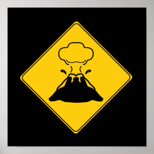 Vägskylt - Volcano Poster