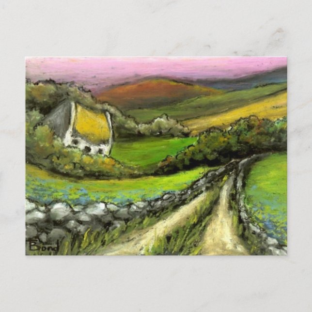 Vägstuga i land vid Tanya Bond Vykort (Framsida)