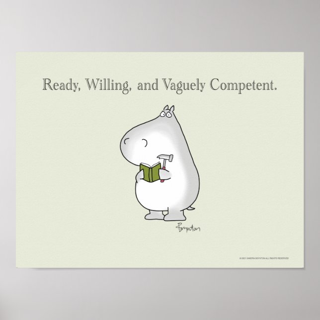 Vaguely Competof Hippo av Sandra Boynton Poster (Framsidan)