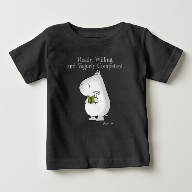 Vaguely Competof Hippo av Sandra Boynton T Shirt (Framsida)