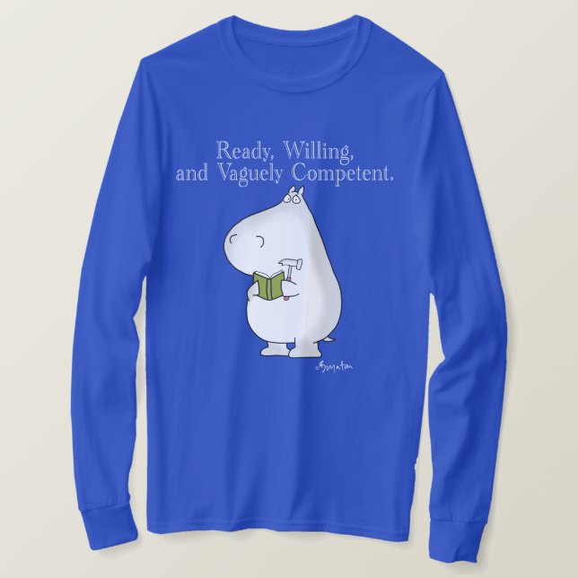 Vaguely Competof Hippo av Sandra Boynton T Shirt (Design framsida)