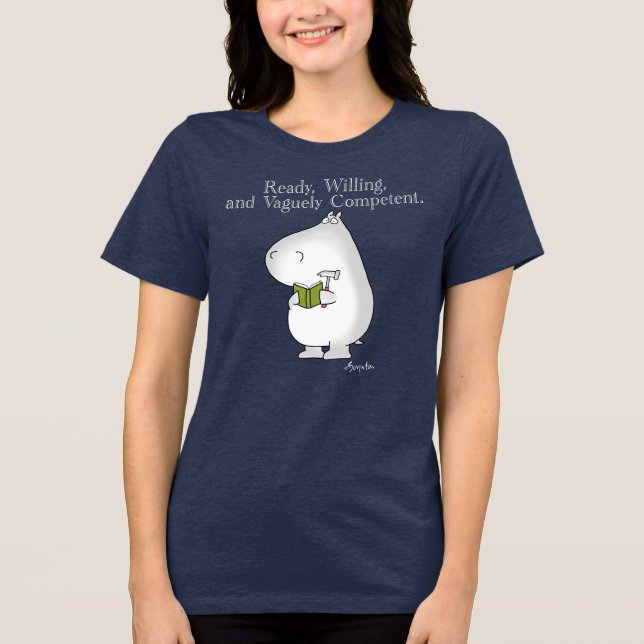 Vaguely Competof Hippo av Sandra Boynton T Shirt (Framsida)