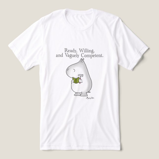 Vaguely Competof Hippo av Sandra Boynton T Shirt (Design Framsida)