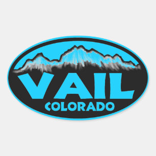 Vail Colorado blue oval-klistermärken Ovalt Klistermärke