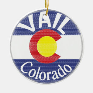 Vail Colorado cirklar flagga Julgransprydnad Keramik