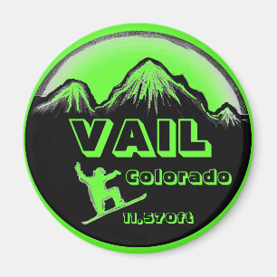 Vail Colorado grönt snowboard art magnet