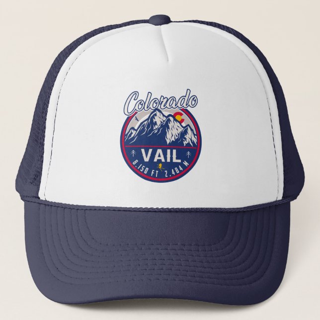 Vail Colorado Mountain Retro Sunset Souvenirs Keps (Framsida)