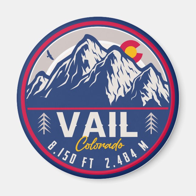 Vail Colorado Mountain Retro Sunset Souvenirs Magnet (Framsidan)