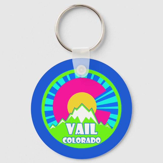 Vail Colorado neon bergens nyckelkedja Nyckelring (Baksida)