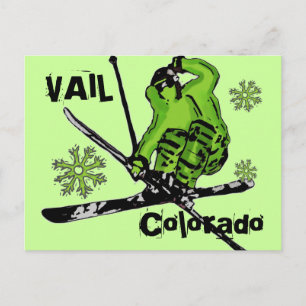 Vail Colorado neon grönt Tema skier vykort