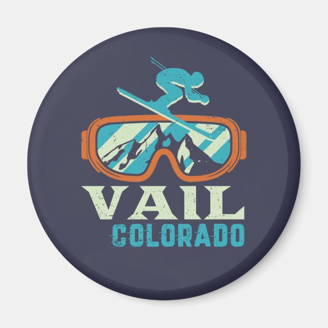 Vail Colorado Retro Skiing Snowboarding Magnet (Framsidan)