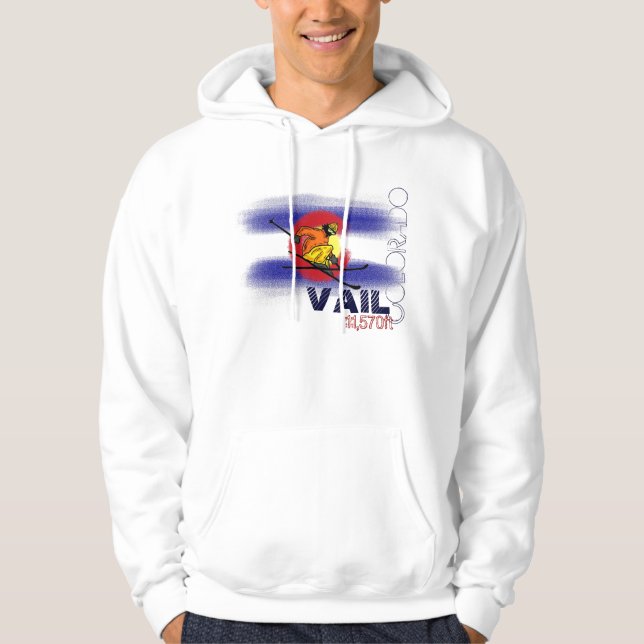 Vail Colorado skidar höjdflaggahoodien Sweatshirt (Framsida)