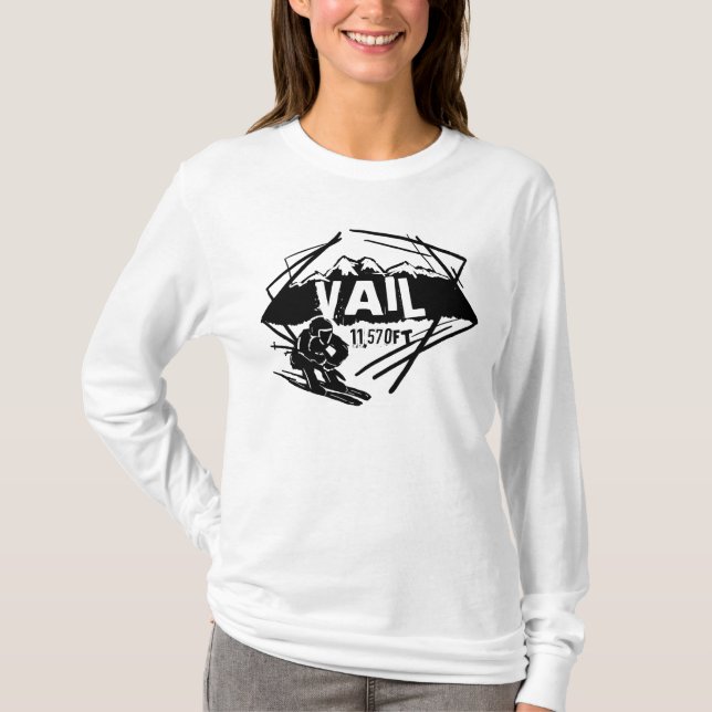 Vail Colorado skidar höjdhoodien Tee Shirt (Framsida)