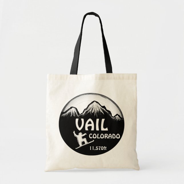 Vail Colorado svartvit snowboard-konstsäck Tygkasse (Framsidan)