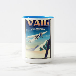 Vail Colorado vintage resor poster Två-Tonad Mugg