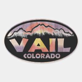 Vail Colorado wooden flagga oval klistermärken