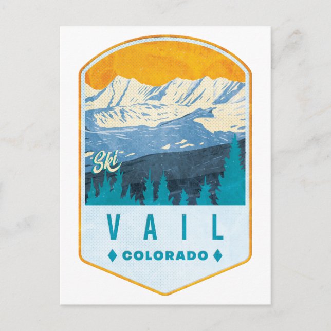 Vail Ski Badge Vykort (Framsida)