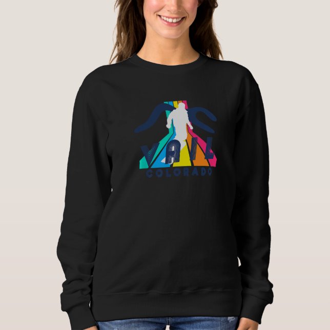 Vail Snowboarder Geometric Retro Stripe Vail Colo T Shirt (Framsida)