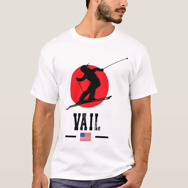 Vail Usa Ski Resort Rocky Mountains American Skiin T Shirt (Framsida)