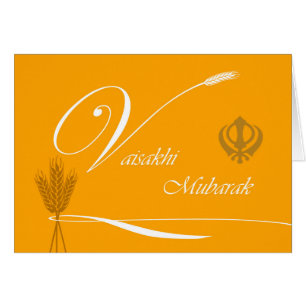 Vaisakhi Mubarak, Grain, Ribbon, Khanda Hälsningskort