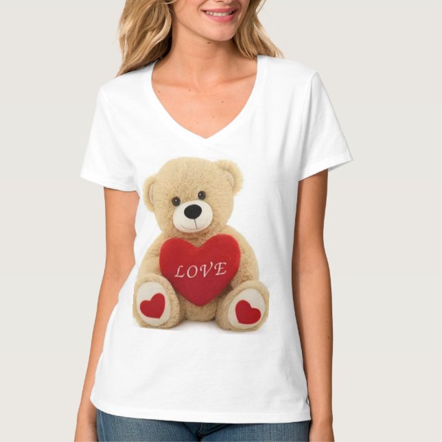 Vaishno Soft Leksak Nalle med Red Heart - Lova T Shirt (Framsida)