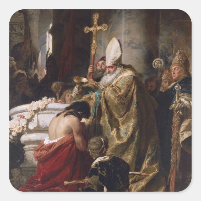 Vajks baptism fyrkantigt klistermärke (Framsida)