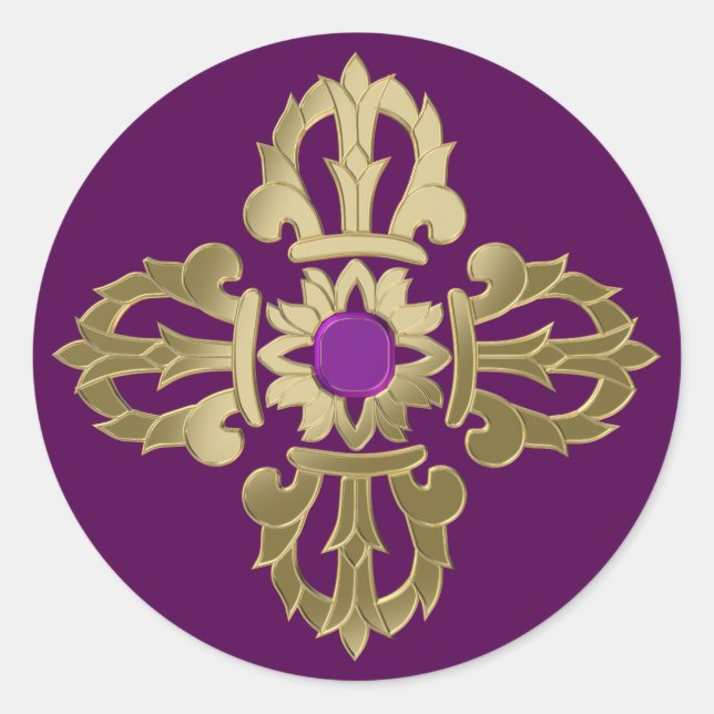 Vajra golden buddhist symbol runt klistermärke (Framsida)