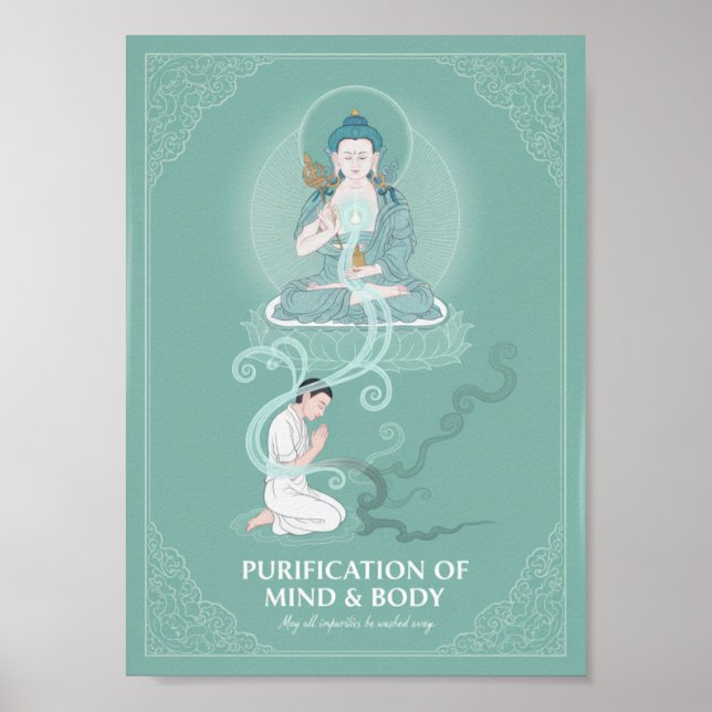 Vajrasattva Purification Tibetan Buddhist Art Poster (Framsidan)