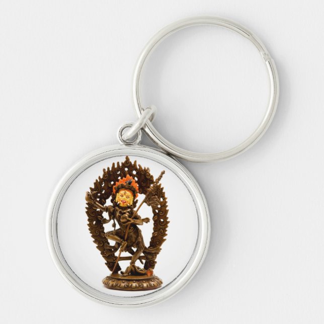 Vajrayogini Rund Silverfärgad Nyckelring (Framsidan)