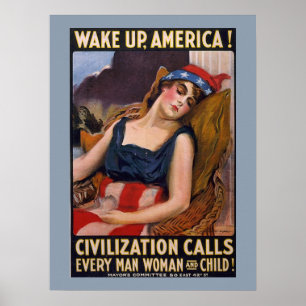 Vak upp affischen 1917 för frihet för Amerika Poster