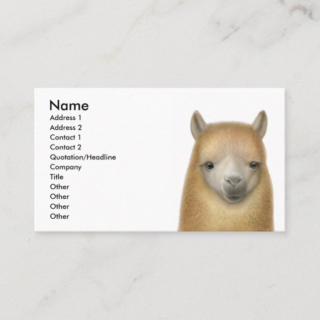 Vaken Alpacavisitkort Visitkort (Framsida)