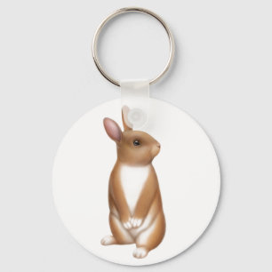 Vaken brun kanin Keychain Nyckelring