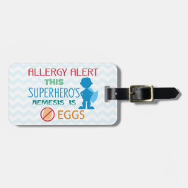Vaken märkre för äggallergiSuperhero för medicinsk Bagagebricka