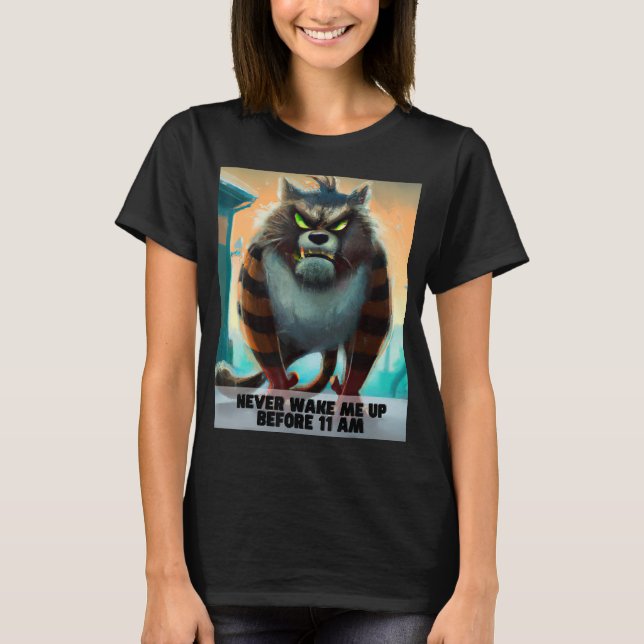 Vakna aldrig upp ur grumpy smilodon t shirt (Framsida)