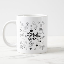 'Vakna. Älska Corgi. Upprepa.' Lekfull Svart Vit Jumbo Mugg