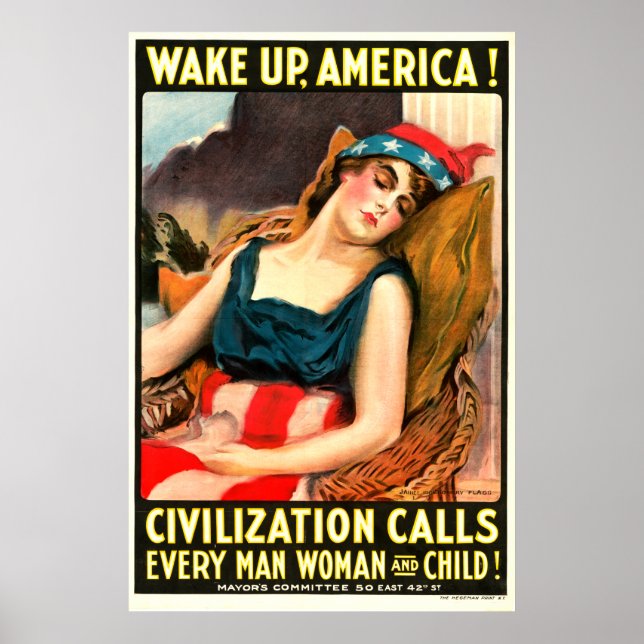Vakna Amerika! Civilisationen kallar alla Poster (Framsidan)