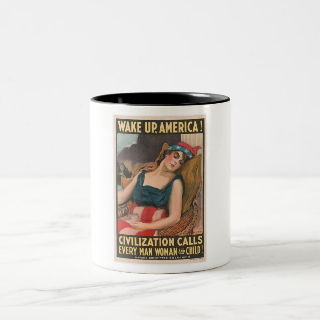 Vakna Amerika Poster Två-Tonad Mugg (Center)