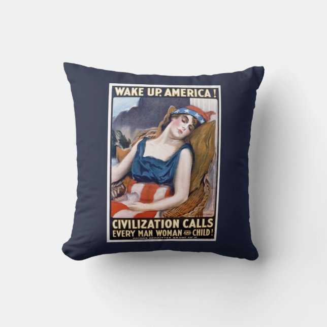 Vakna Amerika! Vintage patriotisk frihetskonst Kudde (Framsida)