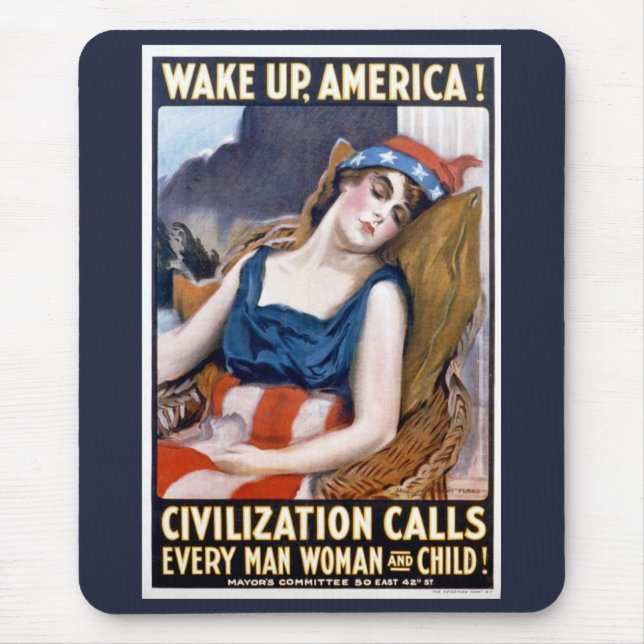 Vakna Amerika! Vintage patriotisk frihetskonst Musmatta (Framsidan)