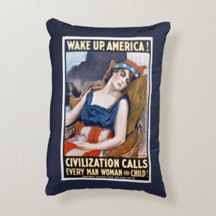 Vakna Amerika! Vintage patriotisk frihetskonst Prydnadskudde