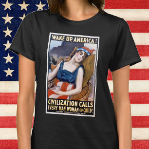 Vakna Amerika! Vintage patriotisk frihetskonst T Shirt