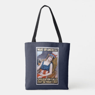 Vakna Amerika! Vintage patriotisk frihetskonst Tygkasse