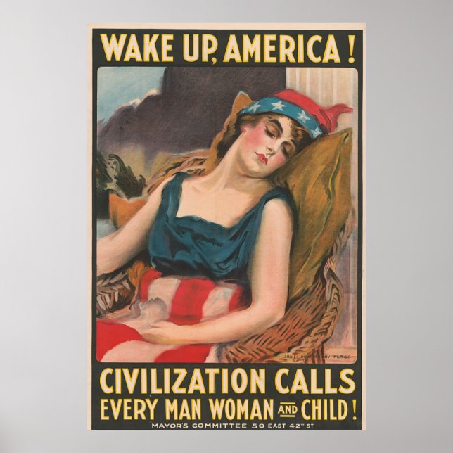 Vakna Amerika! Vintage Poster (Framsidan)