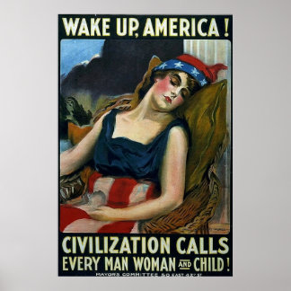 Vakna Amerika! ~ Vintage WW1 Poster