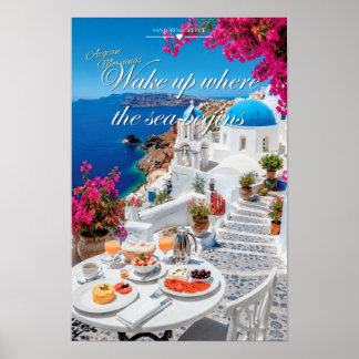 Vakna där havet börjar Santorini Scenisk konst Poster