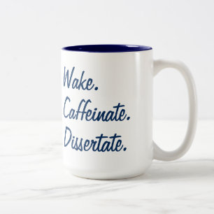 Vakna. Kaffeinat. Dissertate. Två-Tonad Mugg